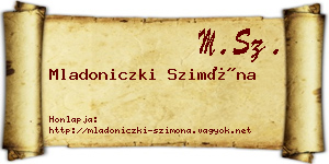 Mladoniczki Szimóna névjegykártya